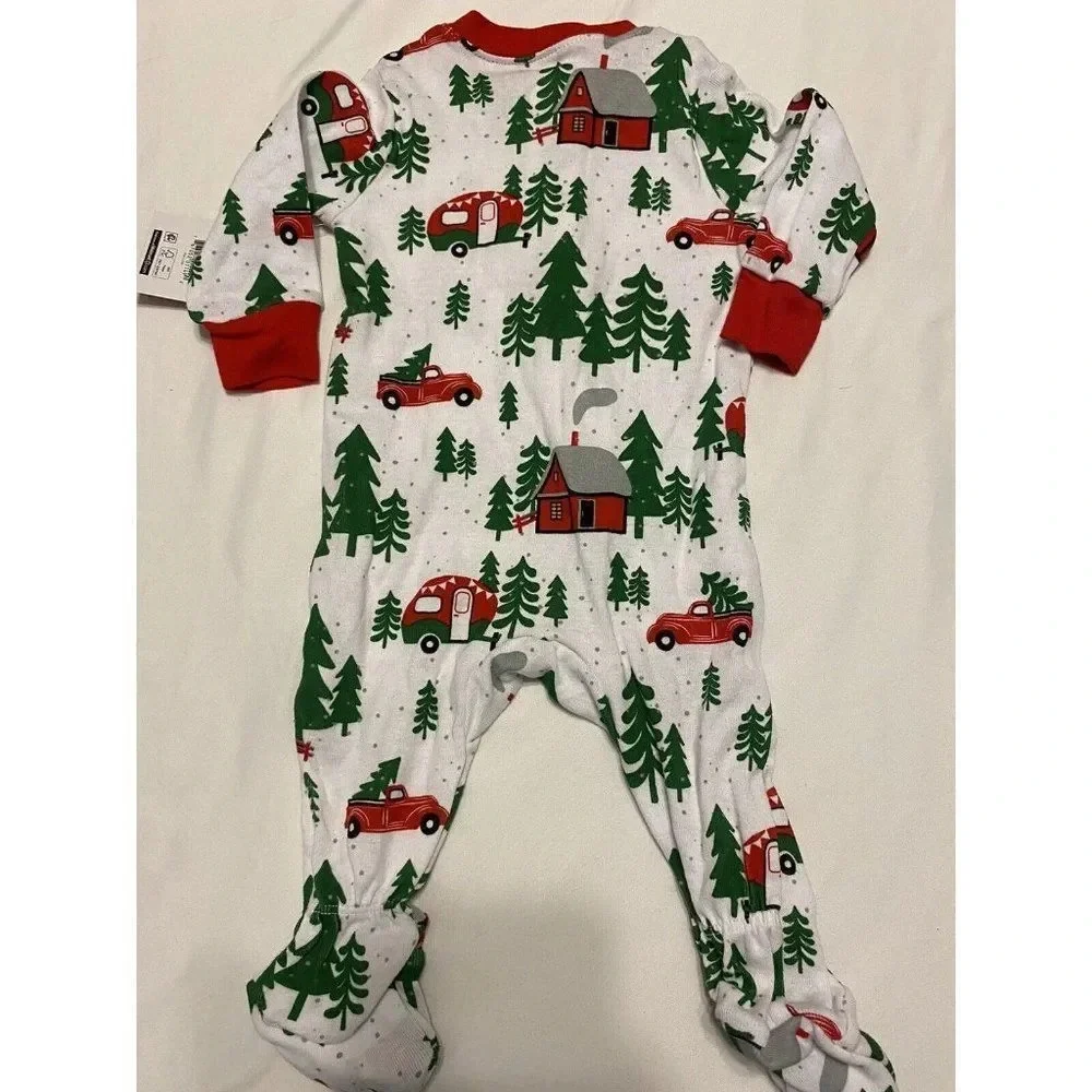 Holiday Time Unisex 1 Piece Sleep & Play 0-3M Trees Campers Cabins one piece